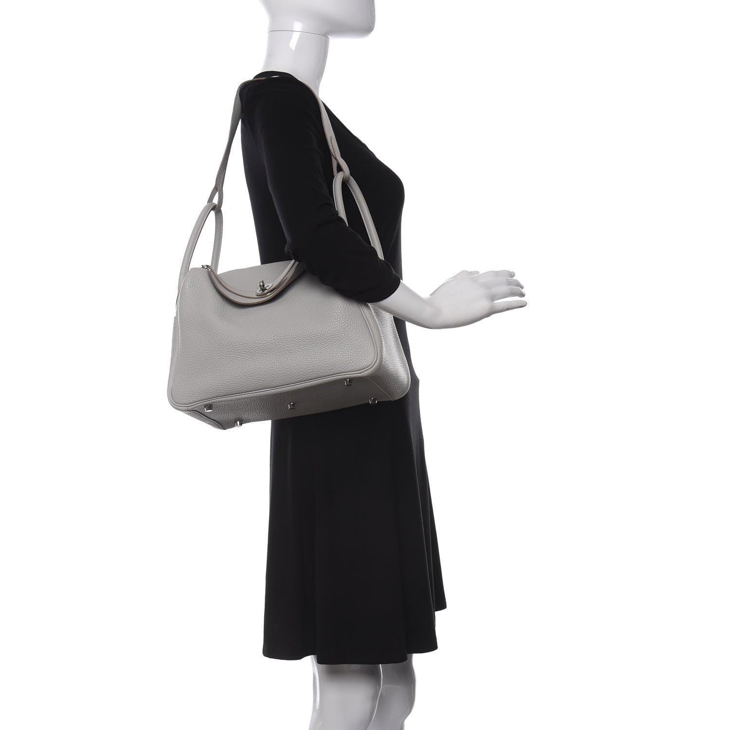 Hermes Taurillon Clemence Lindy 30 Gris Perle 2 of 8