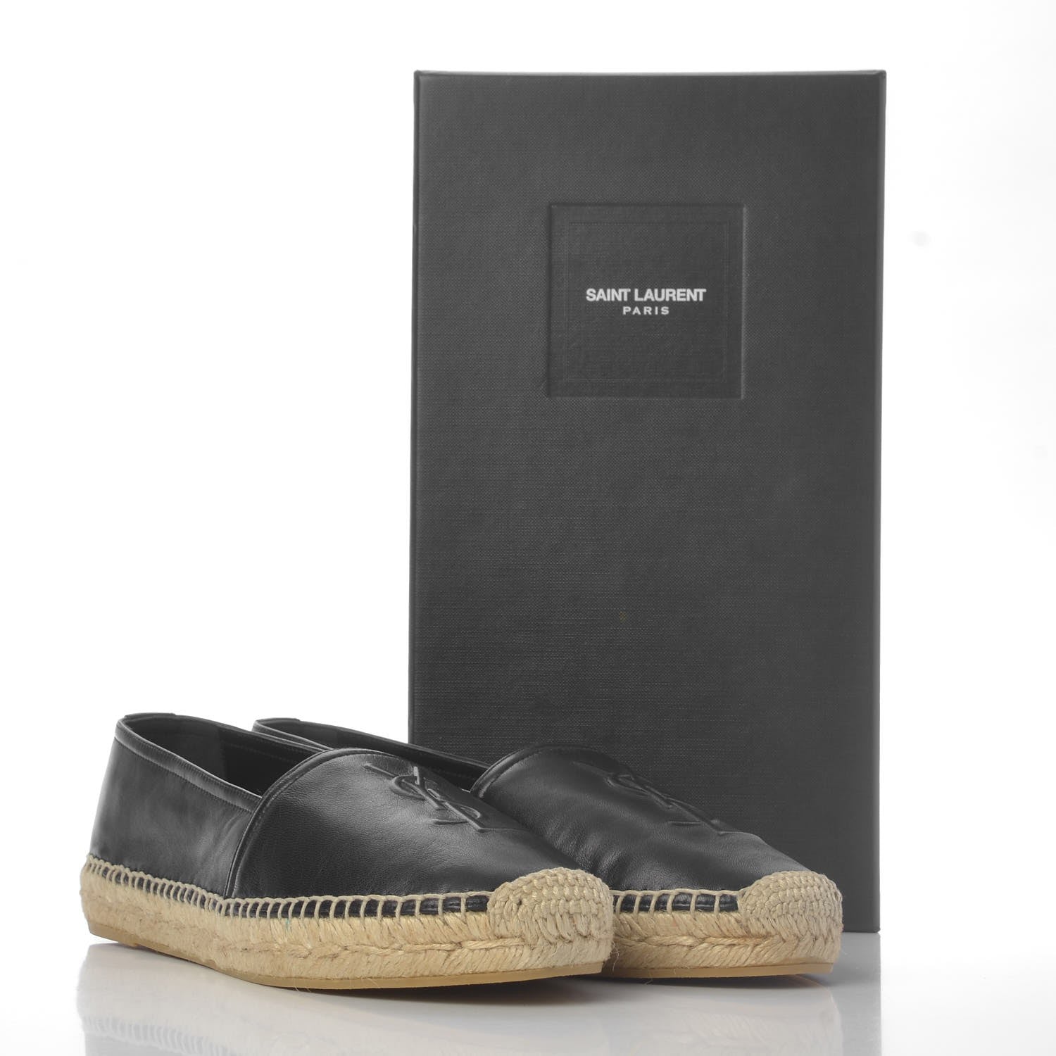 Saint Laurent Lambskin Monogram Espadrilles 39 Black 9 of 9