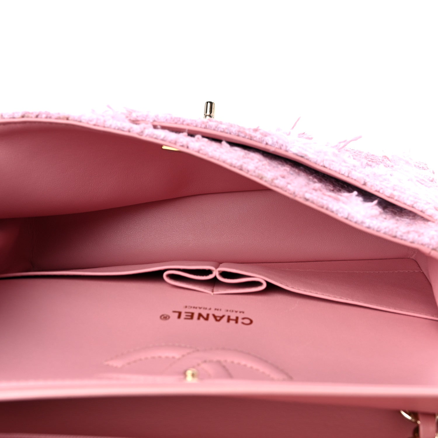 Chanel Tweed Medium Double Flap Light Pink White 5 of 10