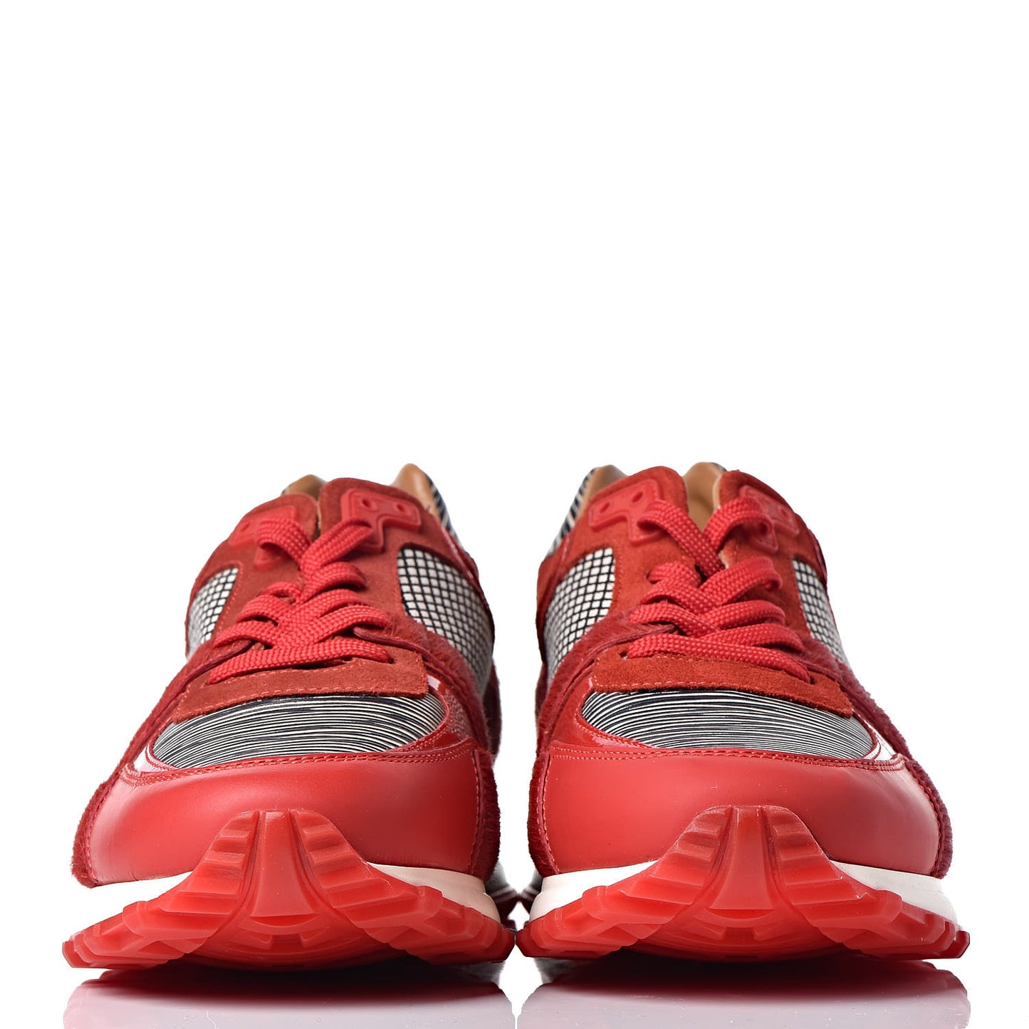 Epi Calfskin Textile Run Away Sneakers 37 Rouge