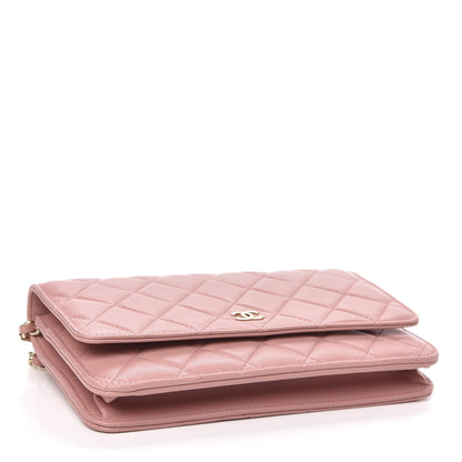 Chanel Lambskin Quilted Wallet On Chain WOC Pink 4 of 11