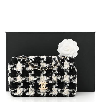 Chanel Tweed Quilted Mini Rectangular Flap Black Ecru White 10 of 10