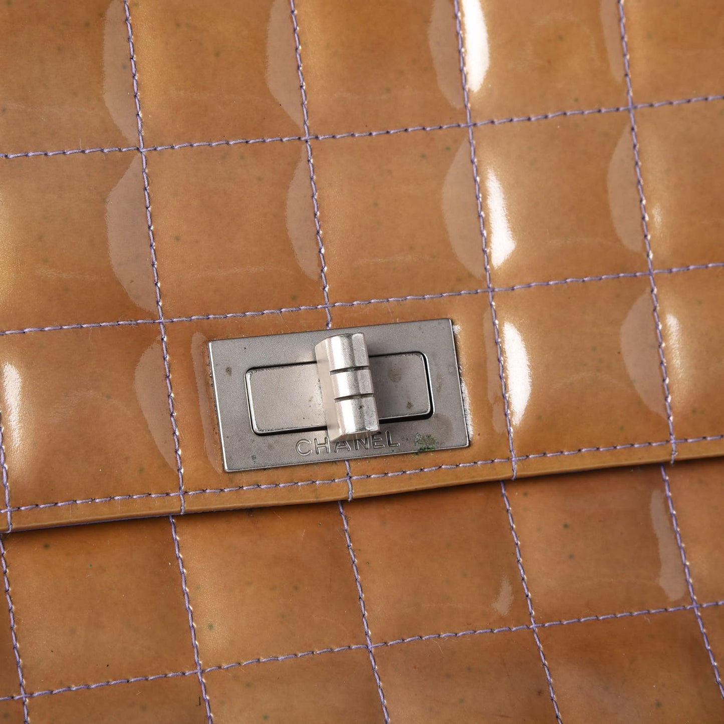 Patent Chocolate Bar Reissue Single Flap Dark Beige