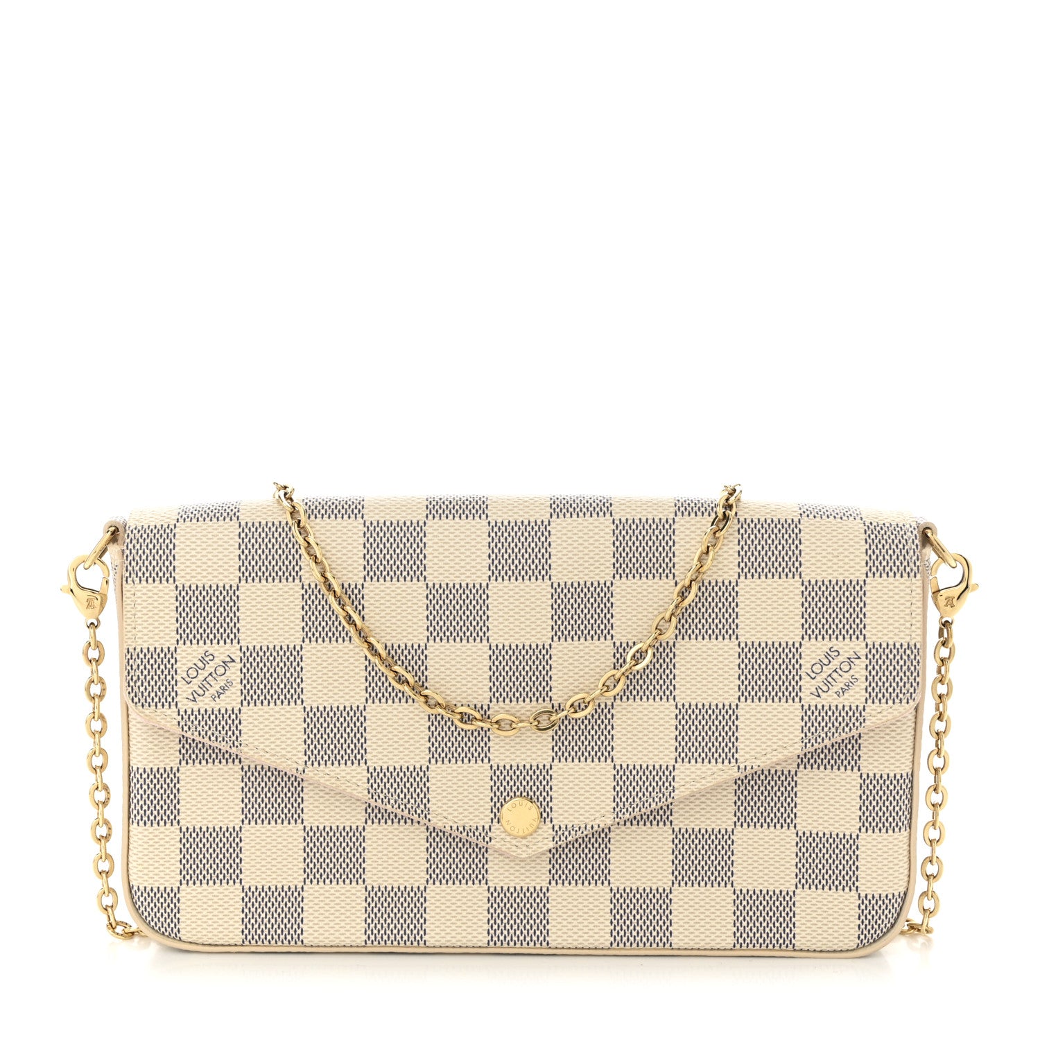 Louis Vuitton Damier Azur Pochette Felicie Chain Wallet Rose Ballerine 1 of 11