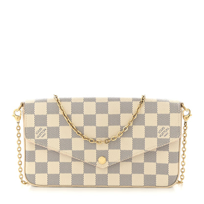 Louis Vuitton Damier Azur Pochette Felicie Chain Wallet Rose Ballerine 1 of 11