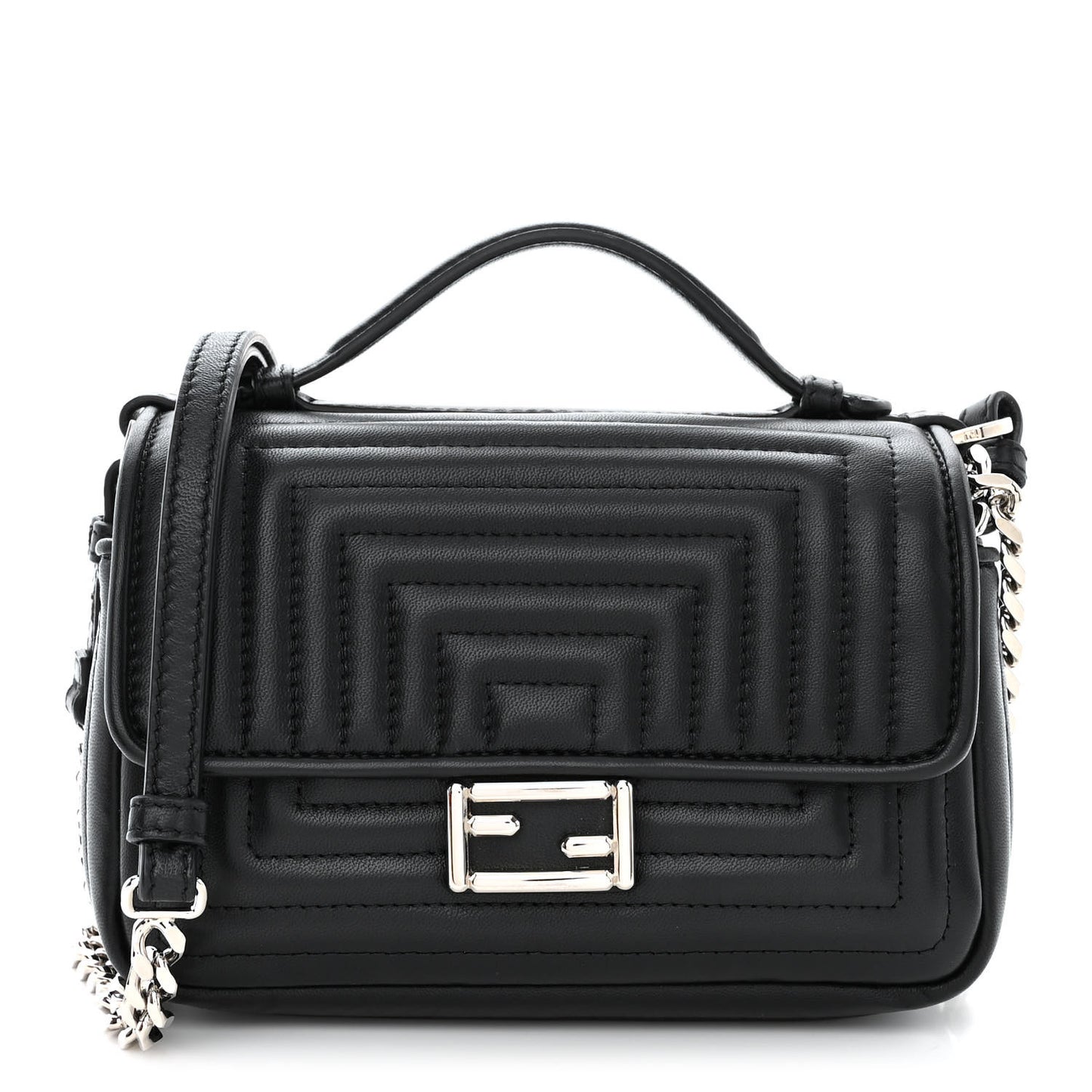 Shiny Nappa Trapuntata Micro Double Baguette Black