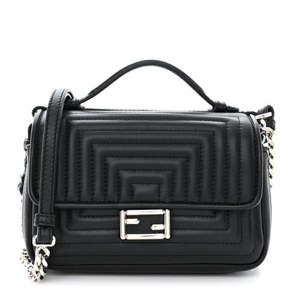 Fendi Shiny Nappa Trapuntata Micro Double Baguette Black 1 of 11