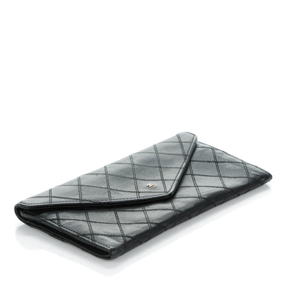 Chanel Lambskin Diamond Stitched Long Flap Wallet Black 4 of 8