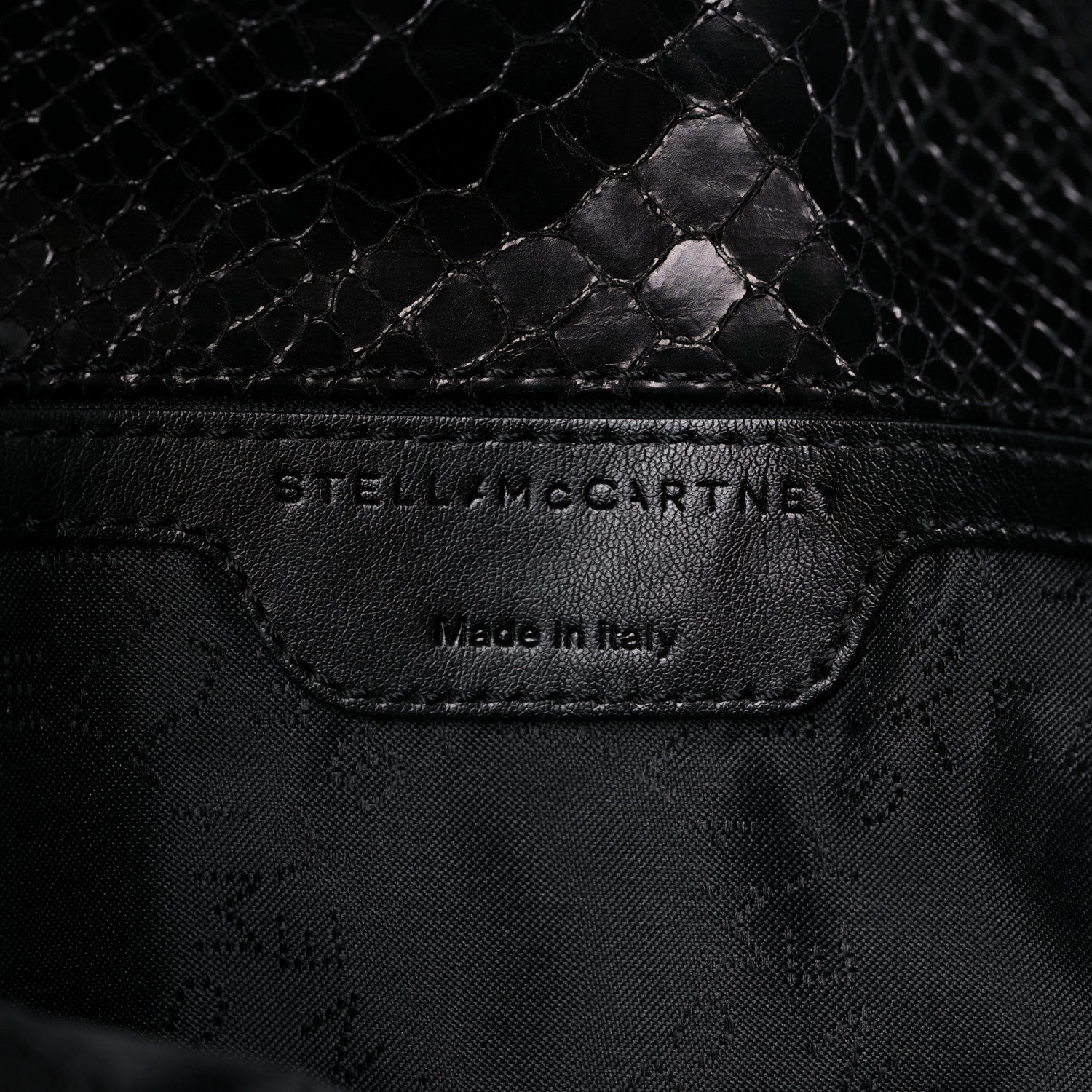 Stella McCartney Metallic Faux Snakeskin Small Falabella Fold Over Tote Black 5 of 7