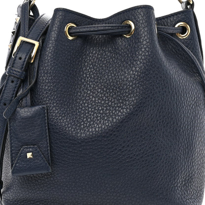 Valentino Garavani Pebbled Calfskin Small Rockstud Bucket Bag Navy 13 of 19
