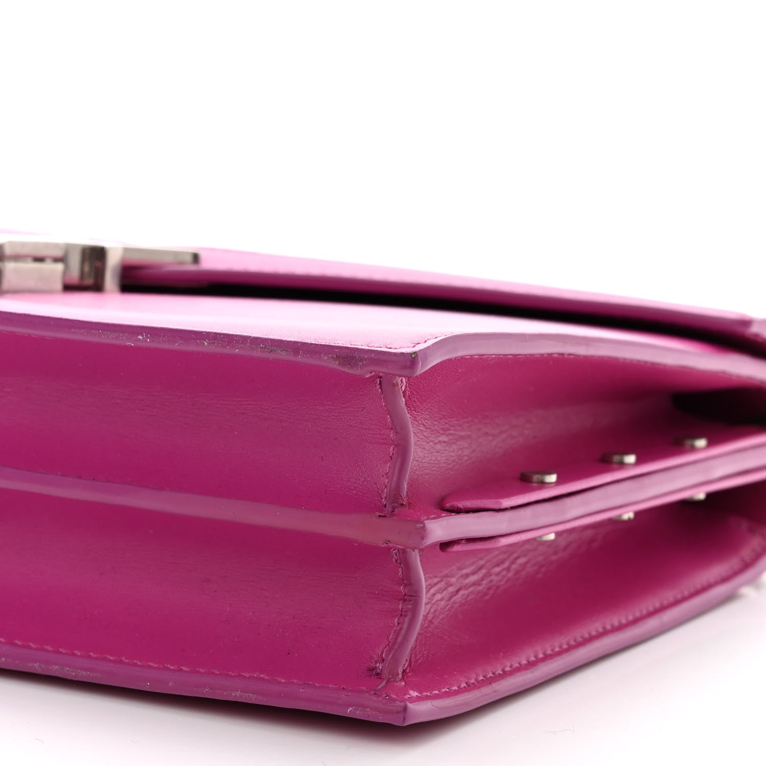 Saint Laurent Smooth Calfskin Monogram Cassandra Clasp Bag Electric Fuchsia 9 of 9