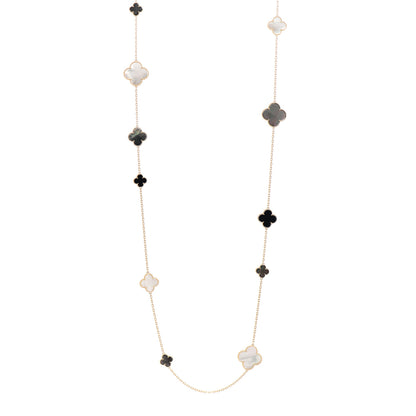 Van Cleef & Arpels 18K Yellow Gold Onyx Mother of Pearl 16 Motifs Magic Alhambra Necklace 1 of 4