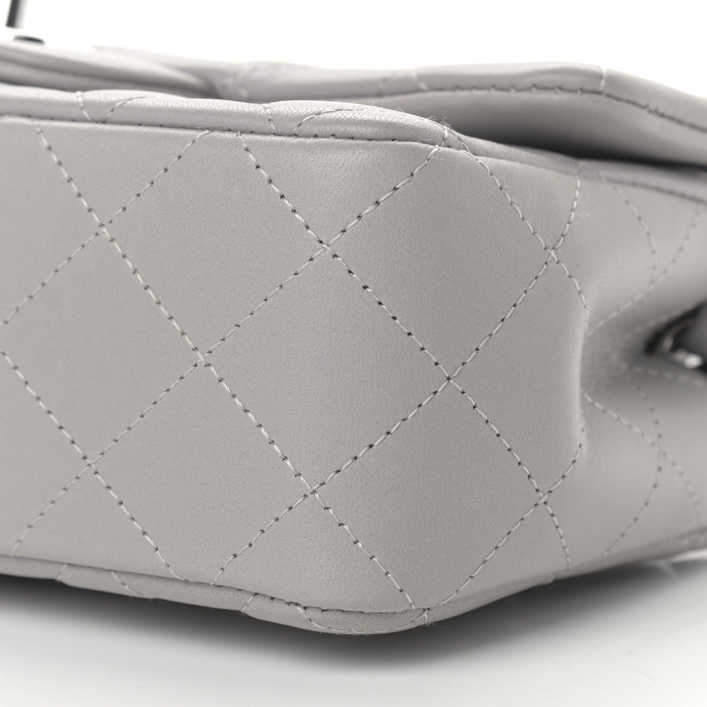 Lambskin Quilted Mini Rectangular Flap Grey