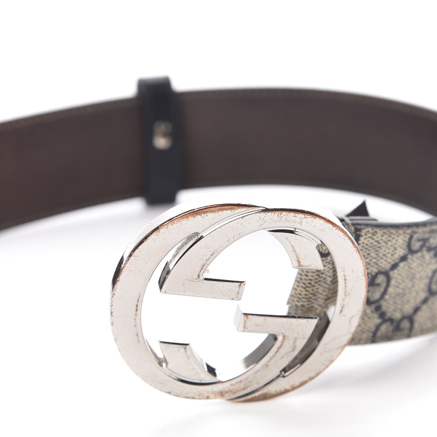 GG Supreme Monogram Selleria Calfskin Interlocking G 40mm Belt Beige Ebony Cocoa