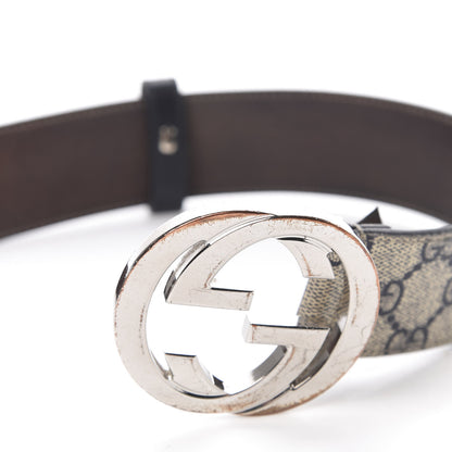 Gucci GG Supreme Monogram Selleria Calfskin Interlocking G 40mm Belt Beige Ebony Cocoa 9 of 10