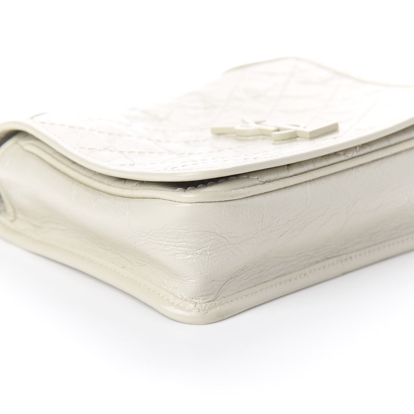 Crinkled Calfskin Matelasse Monogram Niki Chain Wallet Crema Soft