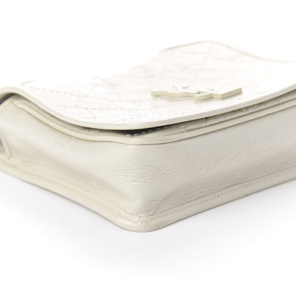Saint Laurent Crinkled Calfskin Matelasse Monogram Niki Chain Wallet Crema Soft 6 of 7