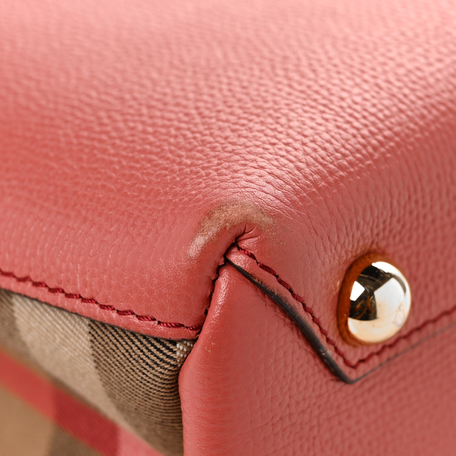Burberry Derby Calfskin House Check Small Banner Tote Cinnamon Red 11 of 12