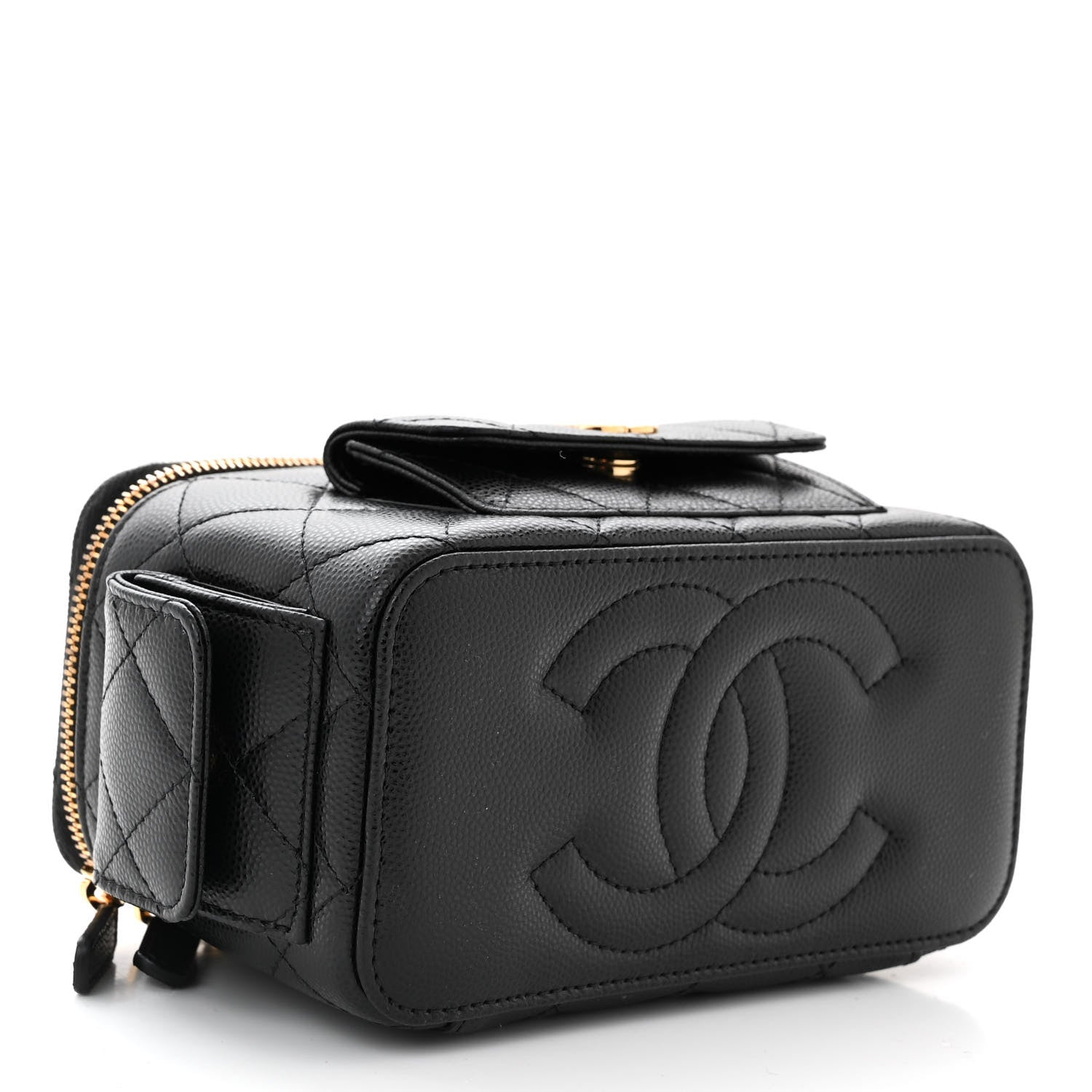 Chanel Caviar Quilted Polly Pocket East West Top Vanity With Chain Black 4 of 11