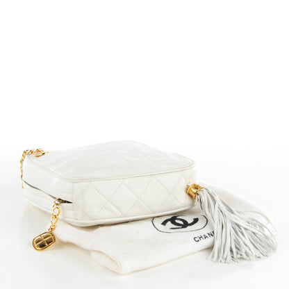 Chanel Lambskin Quilted Tassel Clutch White 4 of 8
