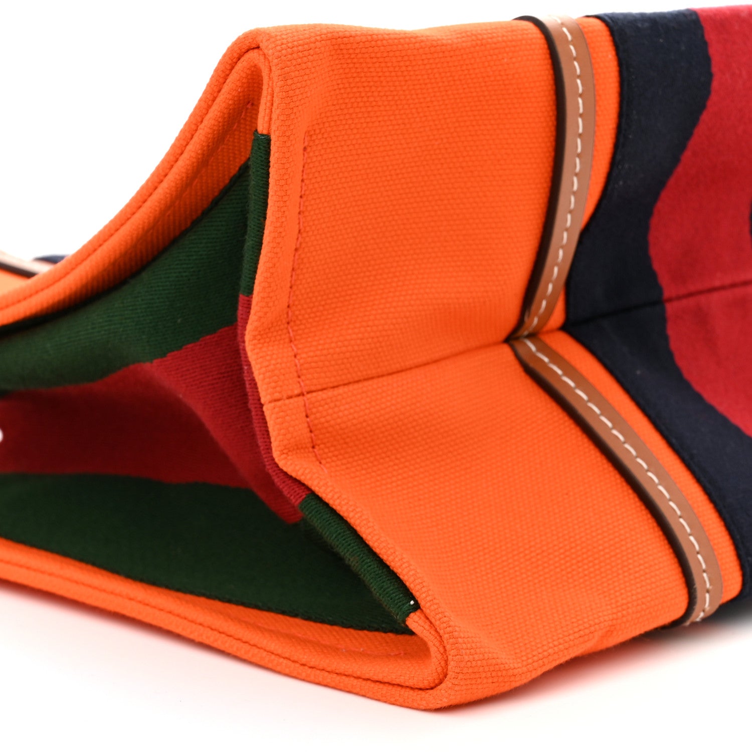 Gucci Canvas Calfskin Web Large Interlocking G Tote Bag Vibrant Orange Hazel Brown 8 of 9