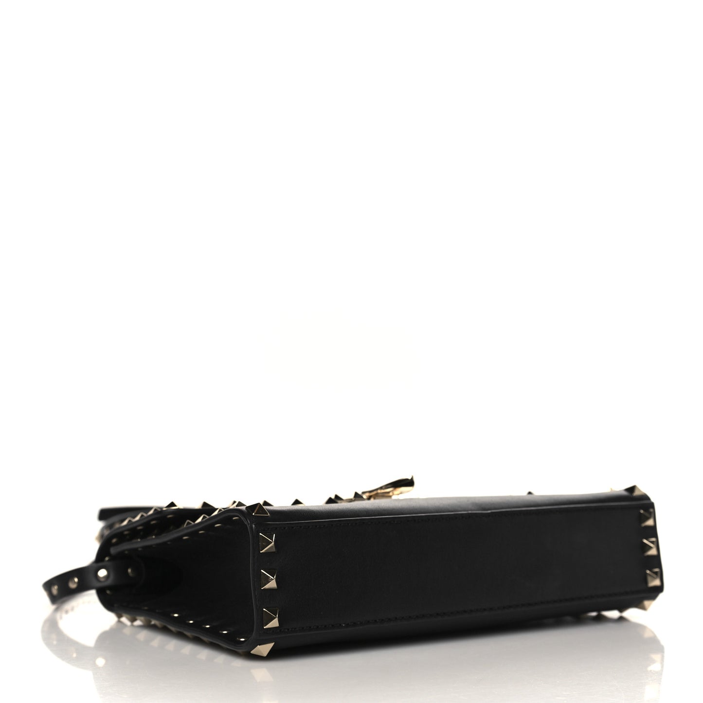 Vitello Medium Rockstud Flip Lock Crossbody Bag Black