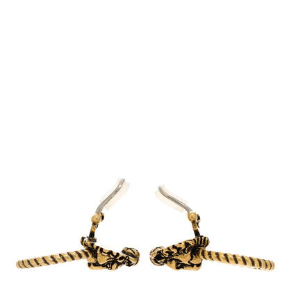 Gucci Metal Double G Lion Head Clip On Earrings Aged Gold 3 of 4