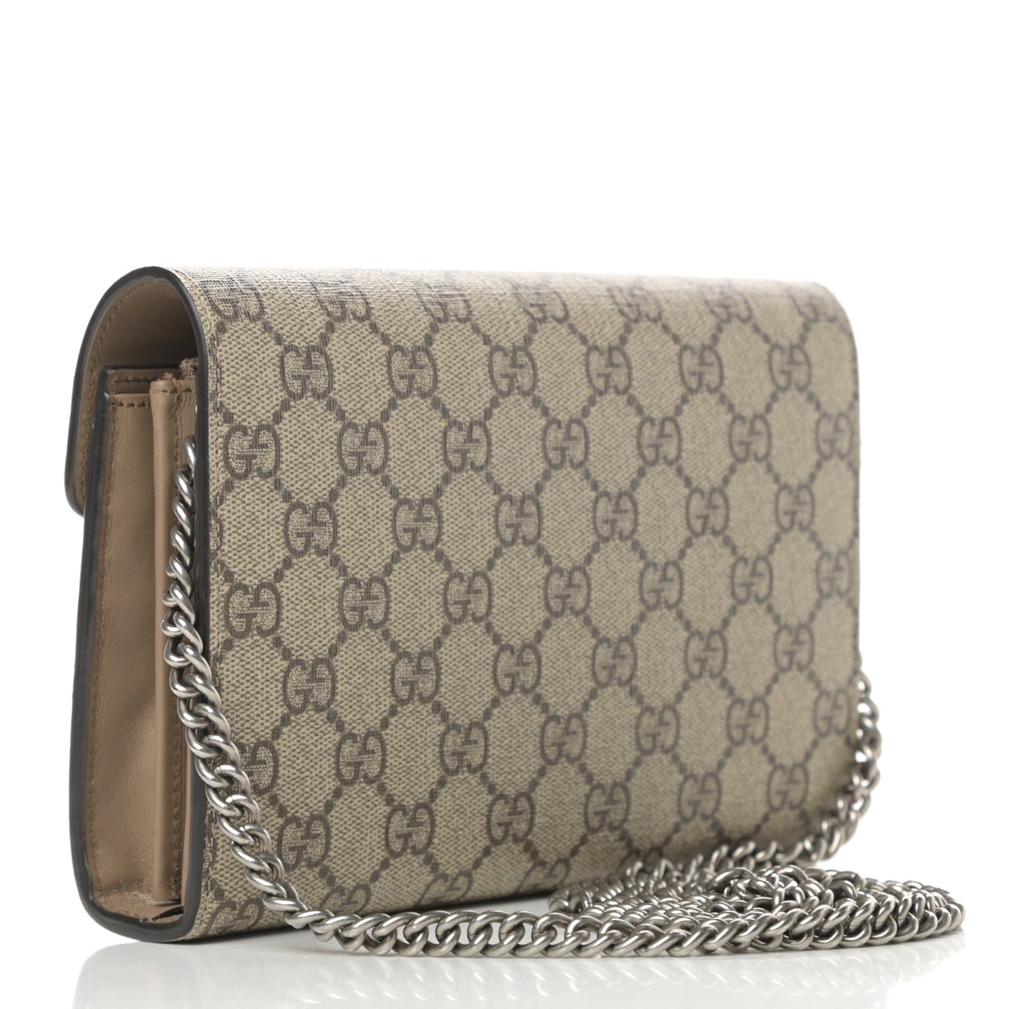 GG Supreme Monogram Mini Dionysus Chain Wallet Beige Taupe