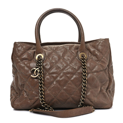 Chanel Glazed Caviar Quilted Small Shiva Tote Brown 1 of 9