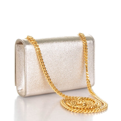 Saint Laurent Metallic Calfskin Small Classic Monogram Kate Satchel Platine 3 of 5