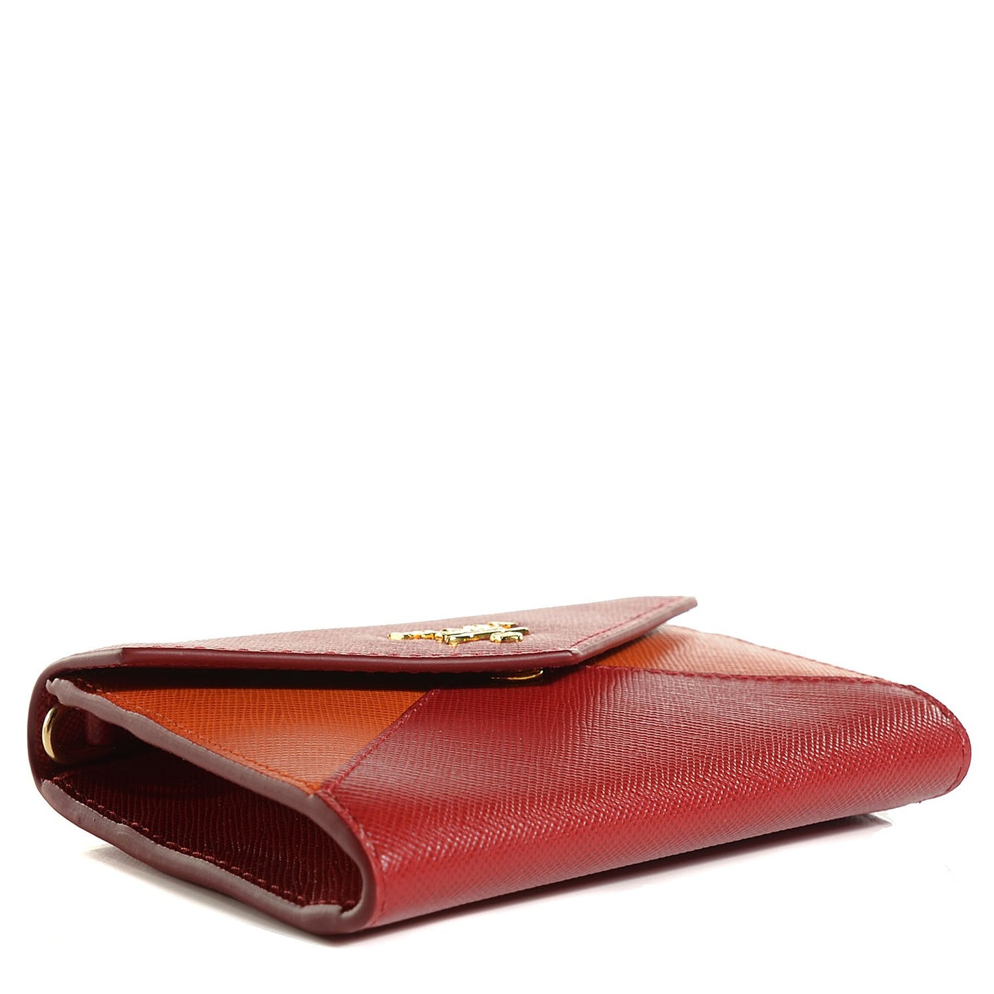 Saffiano Bi-Color Wristlet Wallet Fuoco Papaya