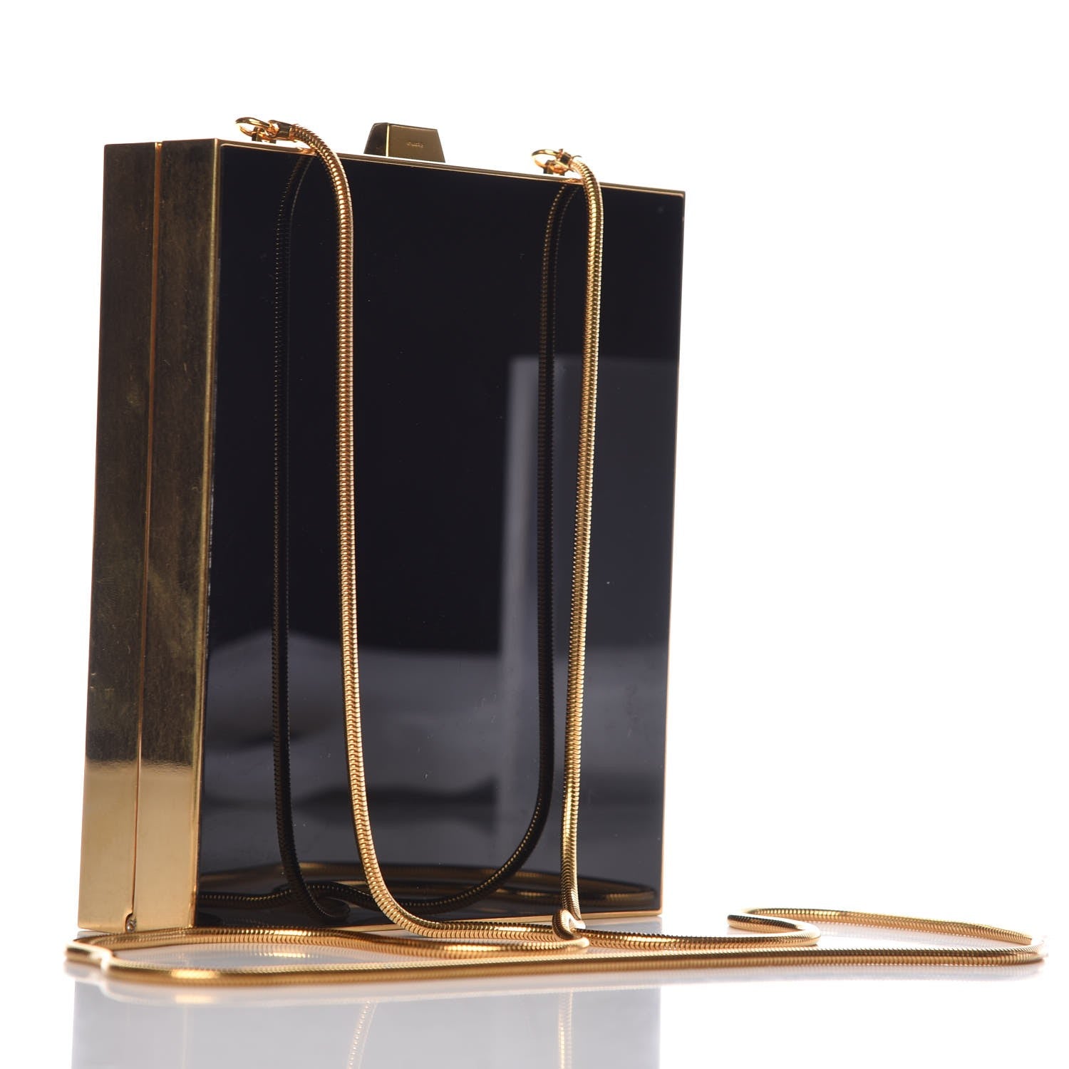 Saint Laurent Plexiglass Monogram Minaudiere Tuxedo Box Clutch Black 3 of 8