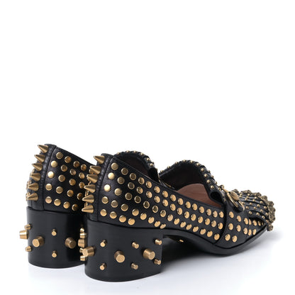 Gucci Malaga Kid Studded Polly Fringe 55mm Loafer Pumps 37.5 Black 5 of 8