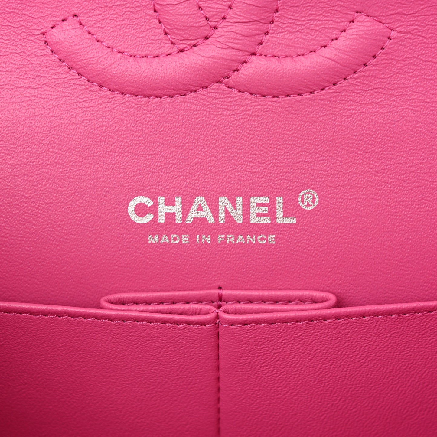 Iridescent Caviar Quilted Medium Double Flap Pink