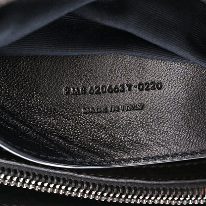 Saint Laurent Calfskin Crocodile Embossed Medium West Hollywood Monogram Fold-Over Grey 9 of 12