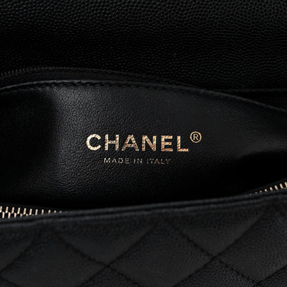 Chanel Caviar Elaphe Quilted Small Coco Handle Flap Black 6 of 13