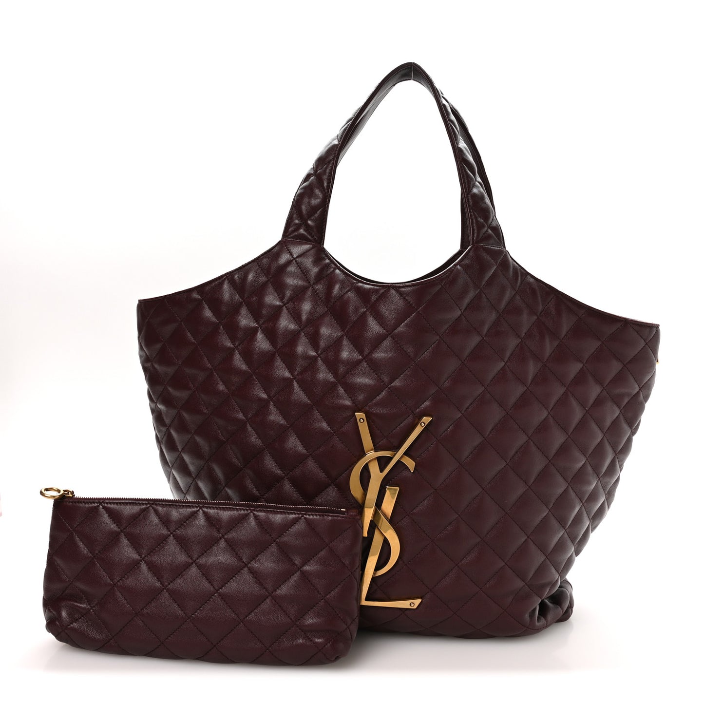 Lambskin Quilted Maxi Icare Shopping Tote  Rouge Cabernet