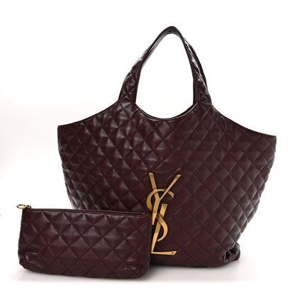 Saint Laurent Lambskin Quilted Maxi Icare Shopping Tote  Rouge Cabernet 4 of 20