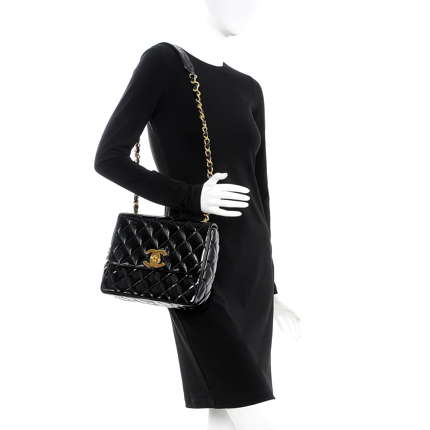 Chanel Patent Quilted Medium Single Flap Black 2 of 12