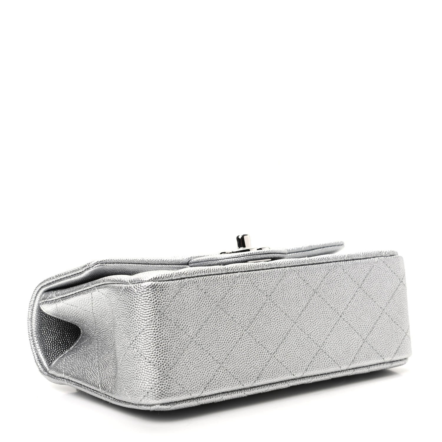 Chanel Metallic Caviar Quilted Mini Top Handle Rectangular Flap Silver 4 of 9