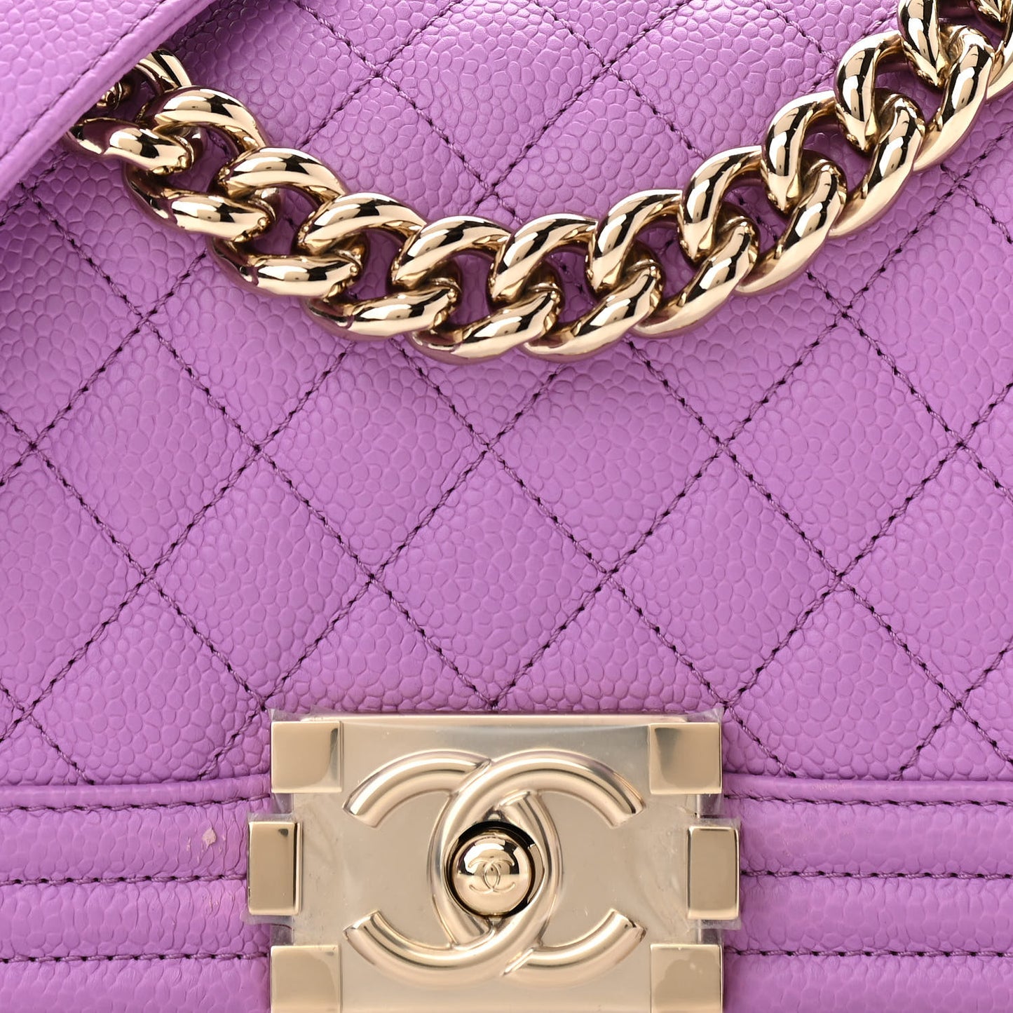 Caviar Quilted Small Boy Flap Violet