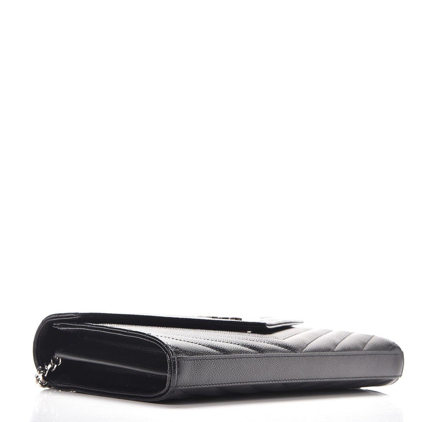 Grain De Poudre Matelasse Chevron Monogram Chain Wallet Black