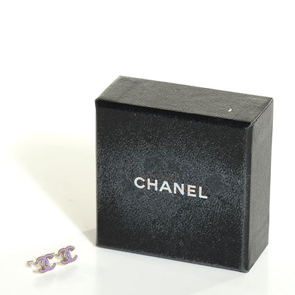 Chanel Enamel CC Earrings Purple 5 of 5
