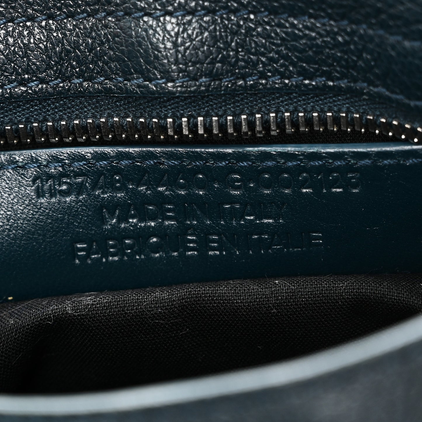 Chevre Silver Metallic Edge Hardware City Bleu Paon