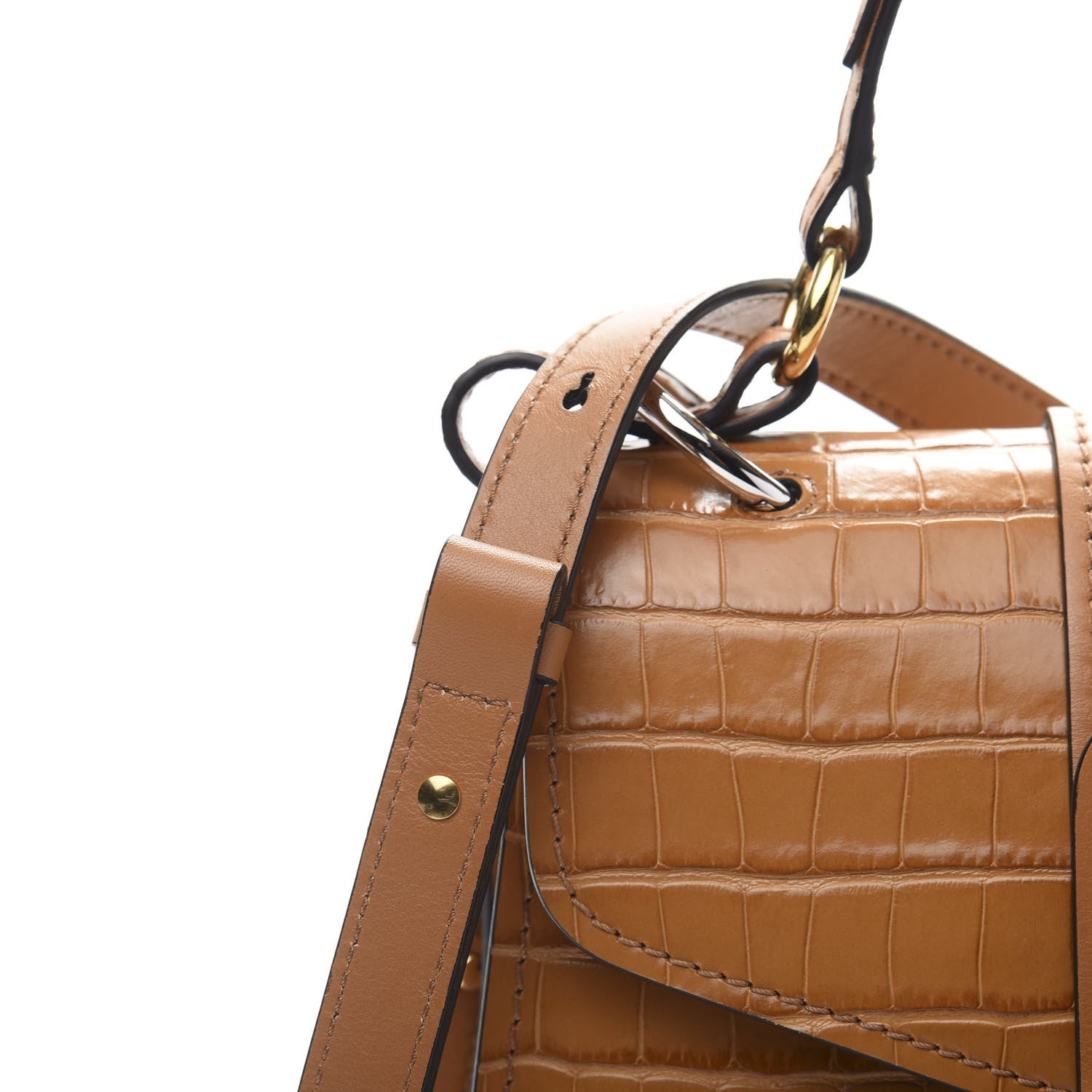 Chloe Calfskin Crocodile Embossed Small Aby Day Shoulder Bag Autumnal Brown 12 of 13