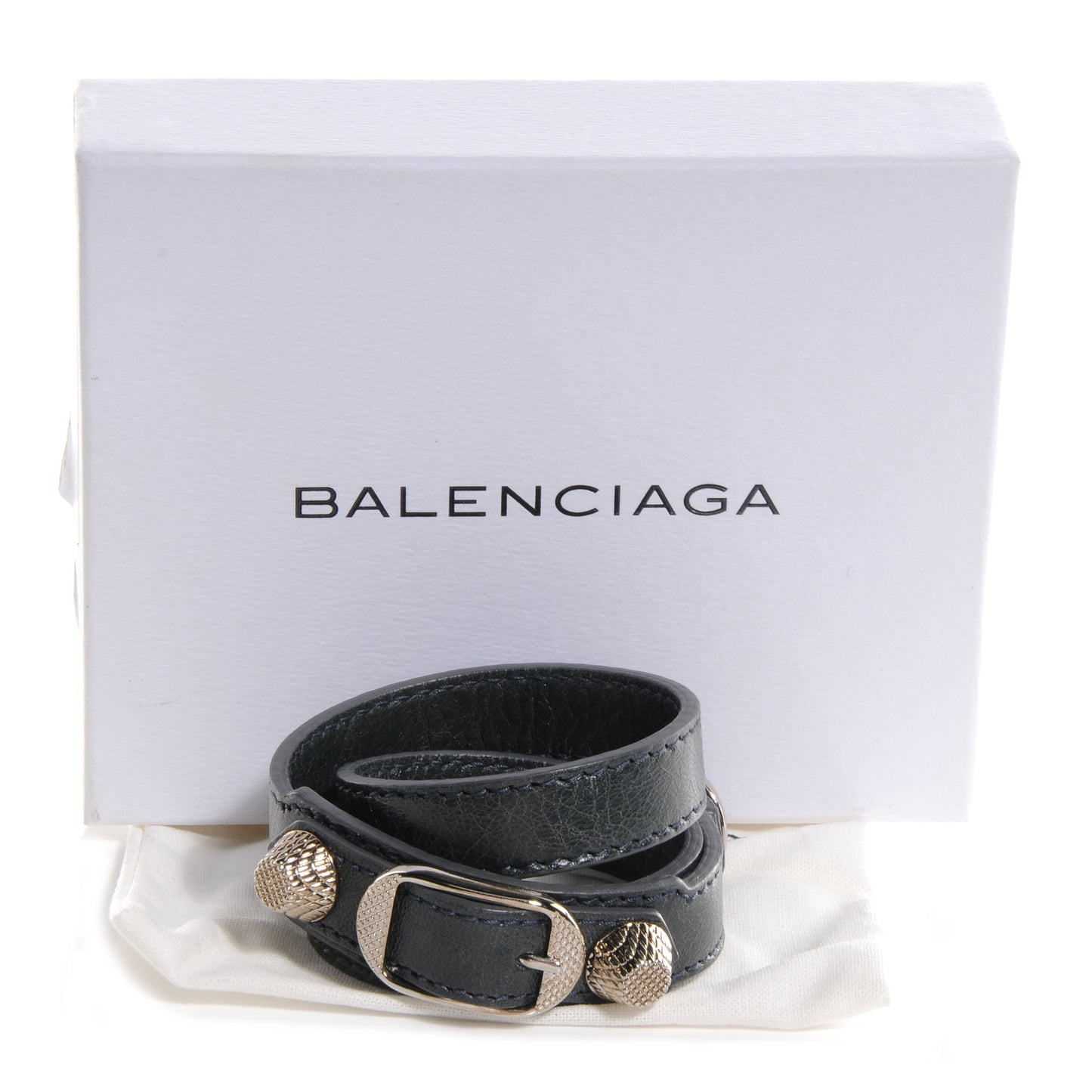 Agneau Giant 12 Silver Hardware Triple Tour Bracelet Small Anthracite