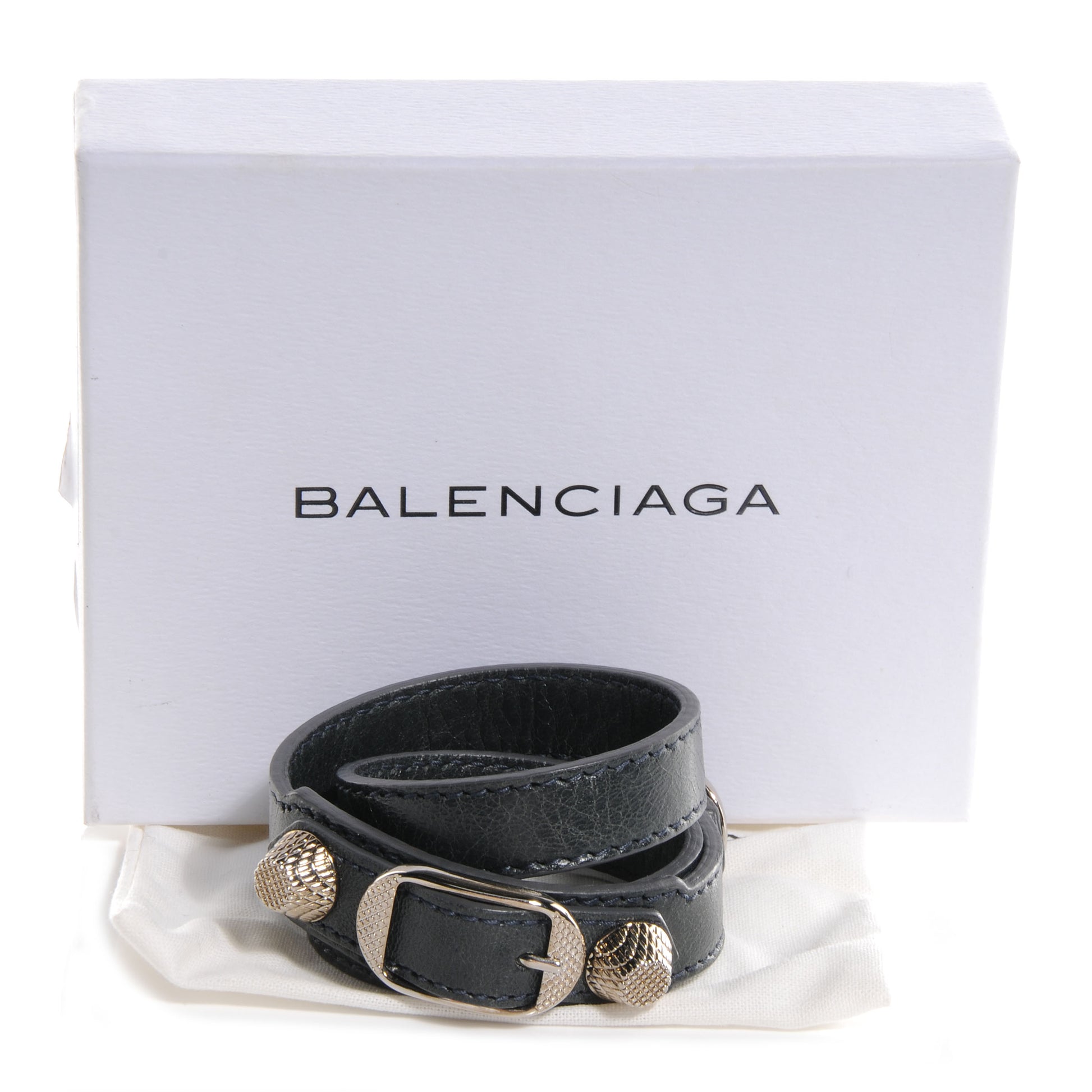 Balenciaga Agneau Giant 12 Silver Hardware Triple Tour Bracelet Small Anthracite 4 of 8