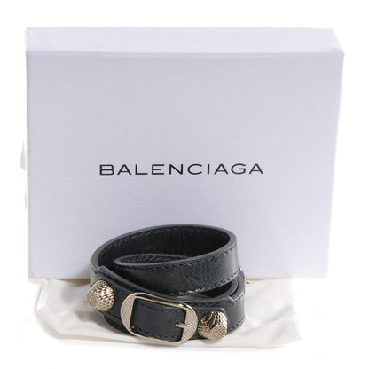 Balenciaga Agneau Giant 12 Silver Hardware Triple Tour Bracelet Small Anthracite 4 of 8