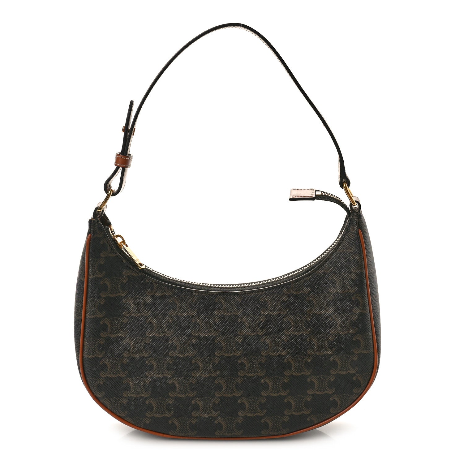 Celine Triomphe Canvas Calfskin Ava Shoulder Bag Tan 1 of 9