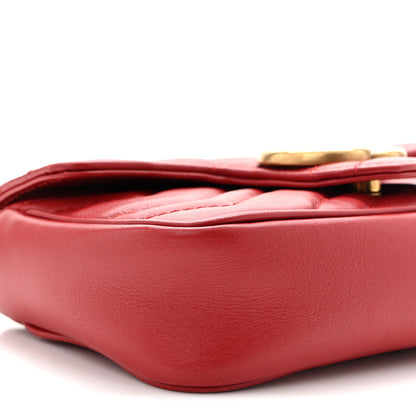 Gucci Calfskin Matelasse Super Mini GG Marmont Shoulder Bag Hibiscus Red 9 of 10